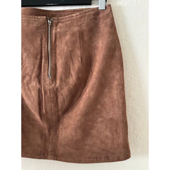 Blank NYC Brown Suede 100% Leather Mini Skirt Women's Size 28 - Picture 7 of 10